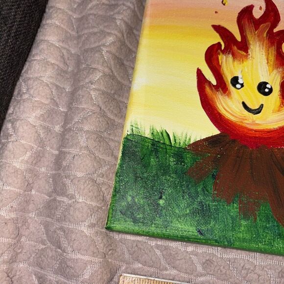 Campfire Marshmallows Rainbow Acrylic Painting on Canvas 11 x 14” Nursery Decor - Picture 5 of 7